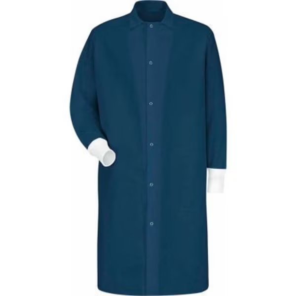 Red Kap¬Æ Gripper-Front Butcher Coat W/Knit Cuffs, Pocket-less, Spun Polyester, Navy, 3XL, Vf Imagewear, Mfr#: KS60NVRG3XL